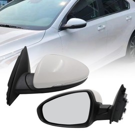 XQSMWF Left Driver Side Mirror Assembly Compatible with KIA Forte 2019-2024 With Turn Signal Lamp Power Glass Heated Manual Folding Blind Spot Detection 8Pins # 87610M7090 KI1320225
