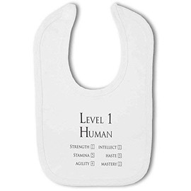 BWW Print - Level 1 Human Character funny wow gamer nerdy - Baby Bib, Boy or Girl