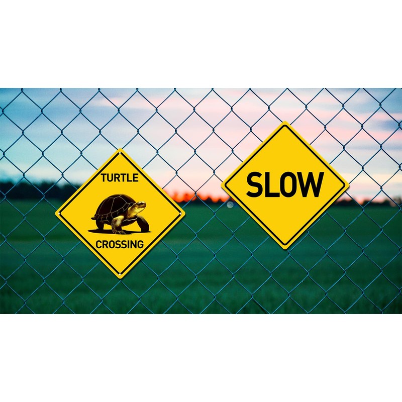 BTHUKO Turtle Crossing Metal Aluminum Novelty Sign 12 in x