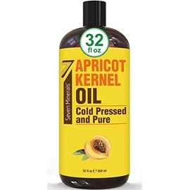 Pure Cold Pressed Apricot Kernel Oil - Big 32 fl oz Bottle - Non-GMO, Hexane Free, Natural  Lightweight Moisturizer for All Skin Types - Perfect
