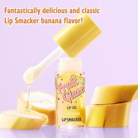 Lip Smacker Aceite labial Fruit Glaze, ultrahidratante y humectante con acabado de alto brillo, aplicador suave para deslizamiento sin esfuerzo, delicioso sabor no pegajoso - Plátano