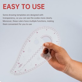 Foribyw 9pcs Sewing Ruler Inch/Metric Clear French Curve Straight Shape Marking Ruler Kit Precise Sewing Measuring Ruler Bendable Drawing Template Tailor Tool for DIY Clothing Dressmaking