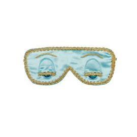 Utopiat Holly Golightly Sleep Mask and Earplug Set | Blue Silk Eye Mask | Elegant Purple Tassel Earplugs | Audrey Hepburn Inspired | Handcrafted | Sleep Accessory Set | Adjustable Gold Elastic Tie