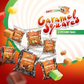 SWEETSOME Caramel Squares - Milk and Coconut Caramel Candy - Individually Wrapped Soft & Chewy Candy - 2 Pound Bag Milk Candies (Milk and Coconut Caramel)