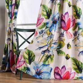 Taisier Home Stylish Living Elegant Abstract Colorful Curtains Printed, Colorful Flower Curtain Printed,Fashion Curtain 108 Inches Long for Bedroom(Floral Print Curtain 2 Piece Set)