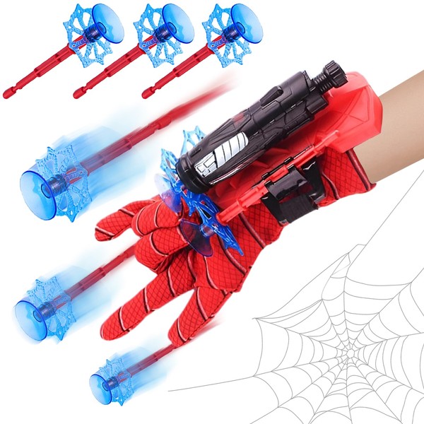 Spider Web Shooter, Spider Launcher Gloves with 3 Bullets, Spider Web Shooters Wrist Toys for Boys Girls, Plastic Cosplay Gloves Spider Launcher for Kids Cosplay & Birthday Gifts