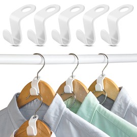 Pack of 60 Clothes Hangers Connecting Hooks, Hooks for Hangers Hanger Connection, Space-Saving Hanger Connectors for More Space and Order in the Cupboard (White)