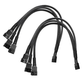 DARKROCK 2 Pack PC Fan Extension 1 to 3 Converter Cable, 4 Pin PWM Fan Splitter - Black