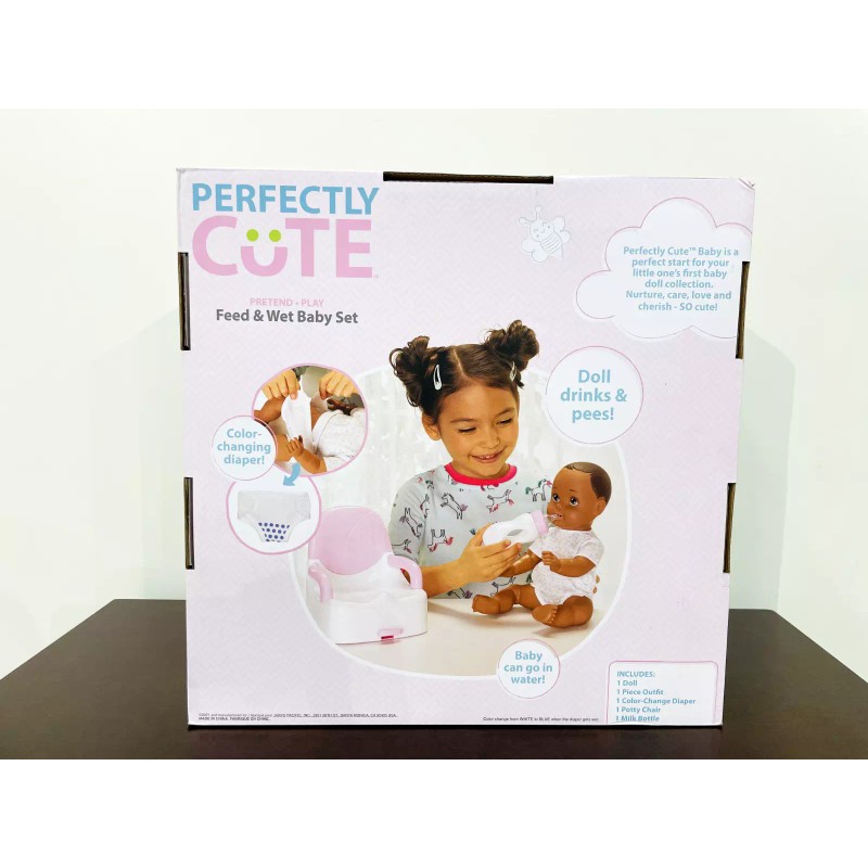 Perfectly Cute Feed & Wet 14” Baby Set - Brunette