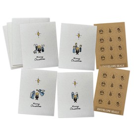 Sugartown Greetings Minimalist Nativity Christmas Cards Set - 24 Religious Christmas Cards with Envelopes - Includes Kraft Seal Stickers - Merry Christmas Cards