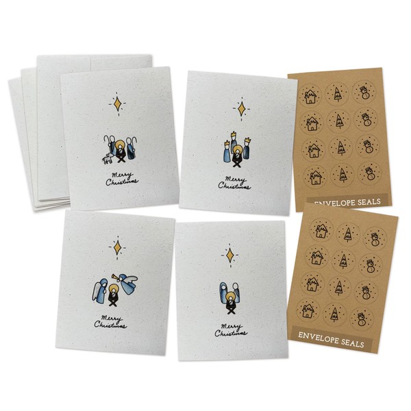 Sugartown Greetings Minimalist Nativity Christmas Cards Set - 24 Religious