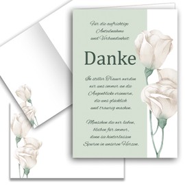 10 Thank You Cards Mourning with Text and Envelope Thank You Card Folding Cards Sympathy Cards Condolence Cards Thank You Funeral Condolence Stylish White Delicate Flower with Text