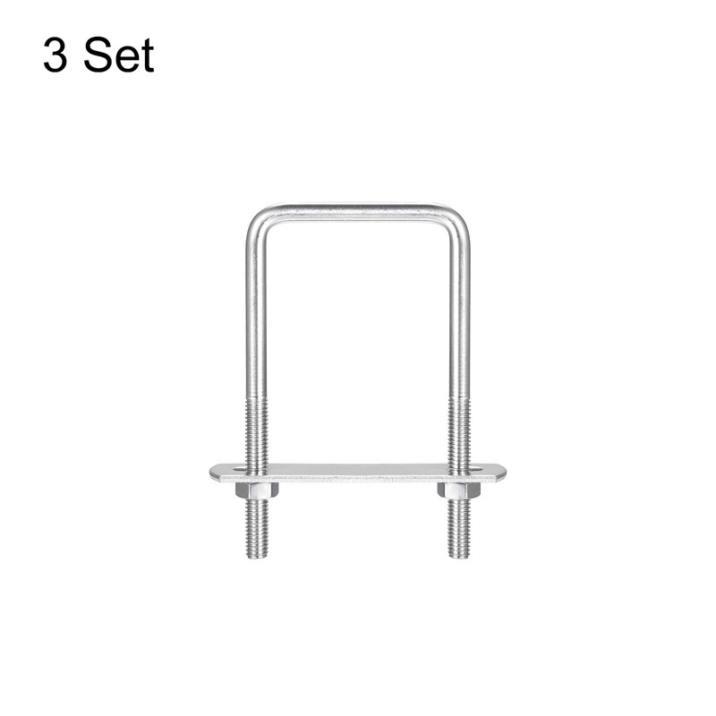 sourcing map Square U-Bolts, 3 Sets 46mm(1.81") Inner Width 90mm