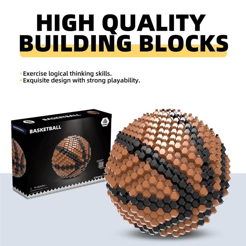 Kadele Basketball Block Set, Adults challenging STEM Block Decorations, Miniature