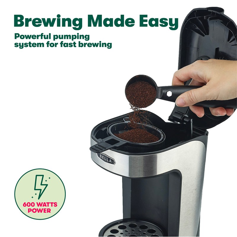 BELLA One Scoop One Cup Coffee Maker, Single Serve Brewer