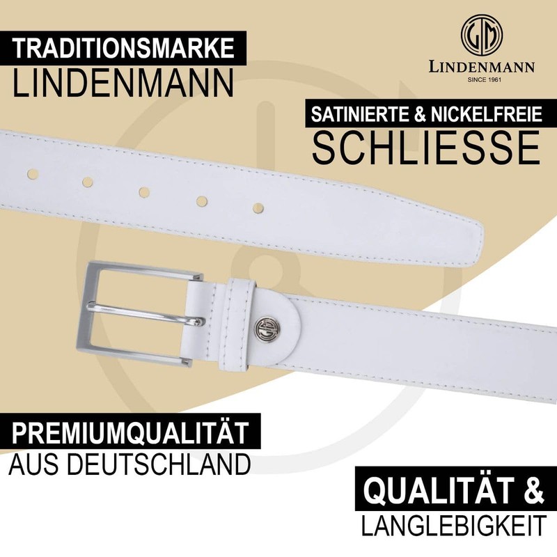 LINDENMANN Men's Leather Belt, 35 mm Wide, Belt, Men's Full