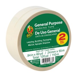 Duck Brand General Purpose Masking Tape - Beige, 0.94 in. x 60 yd., 2-Pack (241577)