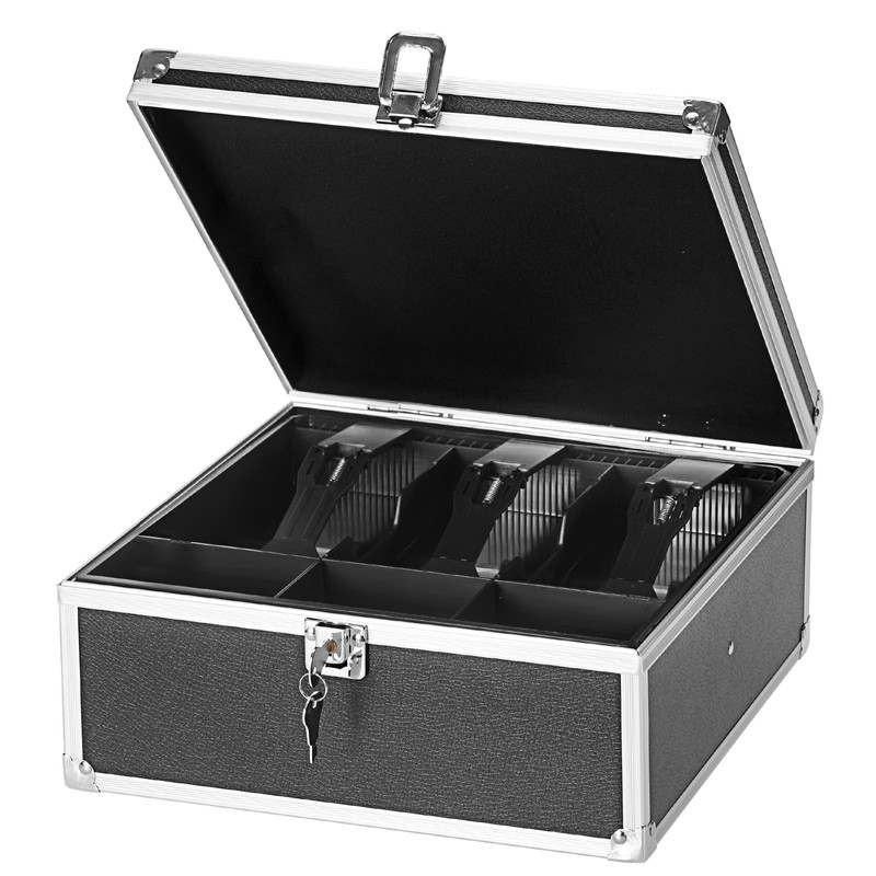 GUSHBIN Locking Cash Box Money Storage Box with Removable Tray