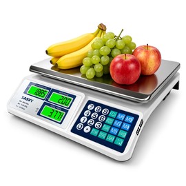 SASVY Price Computing Scale 88lb/40kg Commercial Food Scale with Change Function, Dual LCD Displays, Rechargeable Battery for Farmers Markets, Deli, Meat, Produce, Retail