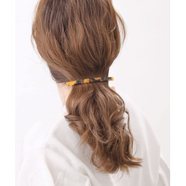 VINGTAINE H-724-BR Tortoise Shell Style Line Barrette, Simple, Thin, Marble Hair Accessories, Brown