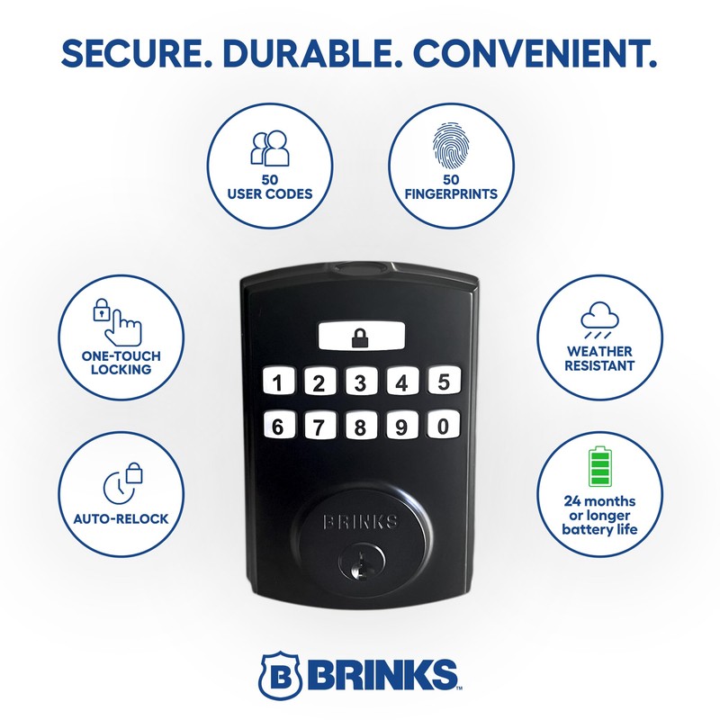 BRINKS Security Door Locks, High-Security Keyless Entry, Smart Electronic Door