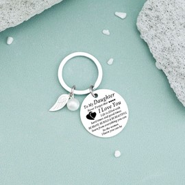 Crizaor Gifts for My Daughter from Mom Dad Wedding Day Keychain Gifts Unique Birthday Gift Idea for Daughter Thoughtful Graduation Keepsake for Her Inspirational Keyring Present for Girls