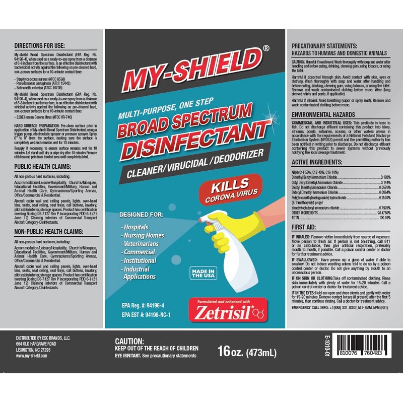 My-Shield Broad Spectrum Disinfectant (16oz Bottle, 2-pack)