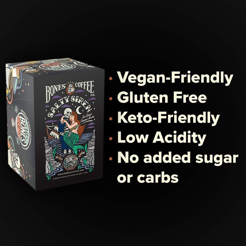 Bones Coffee Company Flavored Coffee K Cups, Salty Siren -