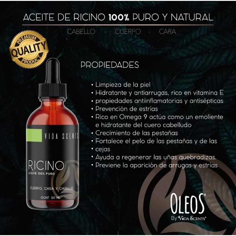 VIDA SCENTS | Aceite De Ricino 50ml 100% Natural, Puro