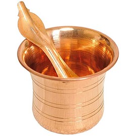 Copper Pot Traditional India Pancha Patra Udharini with Achmani