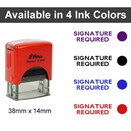 Printtoo Signature Required Self Inking Rubber Stamp Pre,Inked Office Stamp, Home Office Business Stationery, 38 x 14 mm, Blue