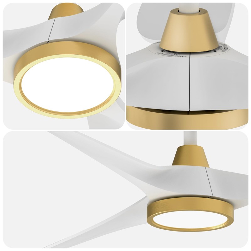 Roomratv Ceiling Fans with Lights,Large Airflow 52inch Modern Ceiling Fan