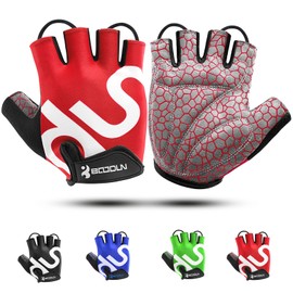 KONVINIT Cycling Gloves Men Women, MTB Gloves Fingerless, Cycling Gloves for Road Bike and Mountain Bike, Breathable, Non-Slip, Bicycle Gloves, Leisure for Men and Women, Red XL