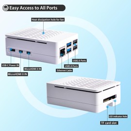 GeeekPi ABS Case with Armor Lite V5 Active Cooler for Raspberry Pi 5, Pi 5 Case with Aluminum Heatsink & Cooling Fan for Raspberry Pi 5 (White)