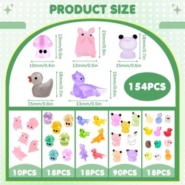 Suny Smiling 154 Pcs Mini Resin Animals Glow in The Dark, Tiny Resin Animals Figures to Hide Around The Office Home, Miniatures Fairy Garden Accessories Crafts Aquarium Potted Decoration