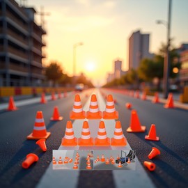 14Pcs Miniature Road Cone Orange Mini Traffic Cones,Plastic Safety Cones Training Small Sports Construction Barricades Mini Road Practice Signs Toy Traffic Caution Signs for Micro Landscape Sand Table