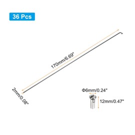 PATIKIL 14G Bicycle Spokes 170 Mm/6.69 Inch, 36 Pcs Stainless Steel J Bend 2mm Mountain Bike Spokes with Brass Nipples for City Road Bike Electric Bike MTB Wheel Spokes, Black