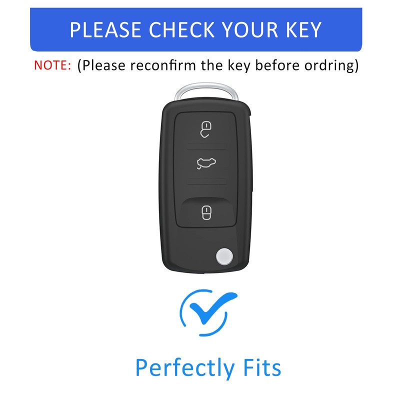 Flensent Key Fob Cover with Keychain for VW Tiguan Touareg