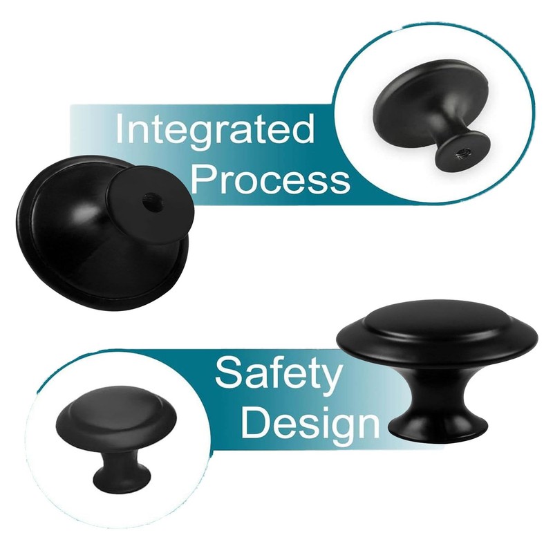 18 Pcs Black Cabinet Drawer Knobs, 1.13" Pulls and Handles