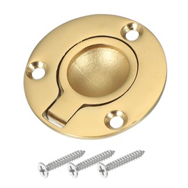 PATIKIL 2" Flush Pull Ring Handles, 316 Stainless Steel Round Recessed Door Pull Hidden Boat Hatch Latch with Screws for Marine Yacht Furniture, Gold