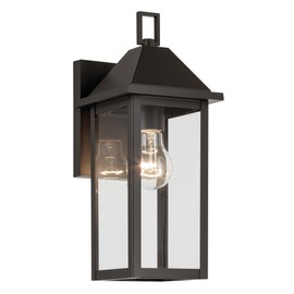 Kichler Prin 1-Light Outdoor Wall Light, Updated Traditional Light with Clear Glass in Olde Bronze, for Porch, Patio or Garage (14" x 5.75"), 59157OZ