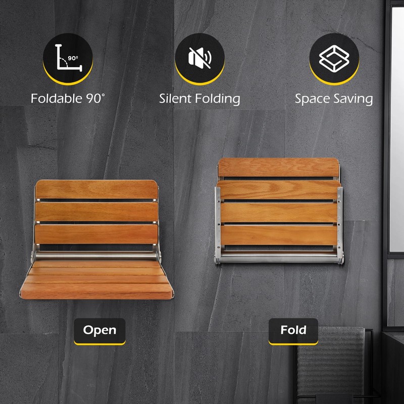 Dyna-Living Folding Shower Seat Wall Mounted Fold Down Shower Seat