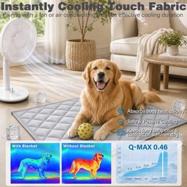 JoyBlooms Cooling Mat for Dogs 2Pack Cooling Pad for Dogs Pad Crate Pad with Elastic Strap,Q-Max 0.46 Cool Anti-Slip Breathable Thin Lightweight Portable Washable Kennel Mats Grey 35" x 23" (L-Crate)