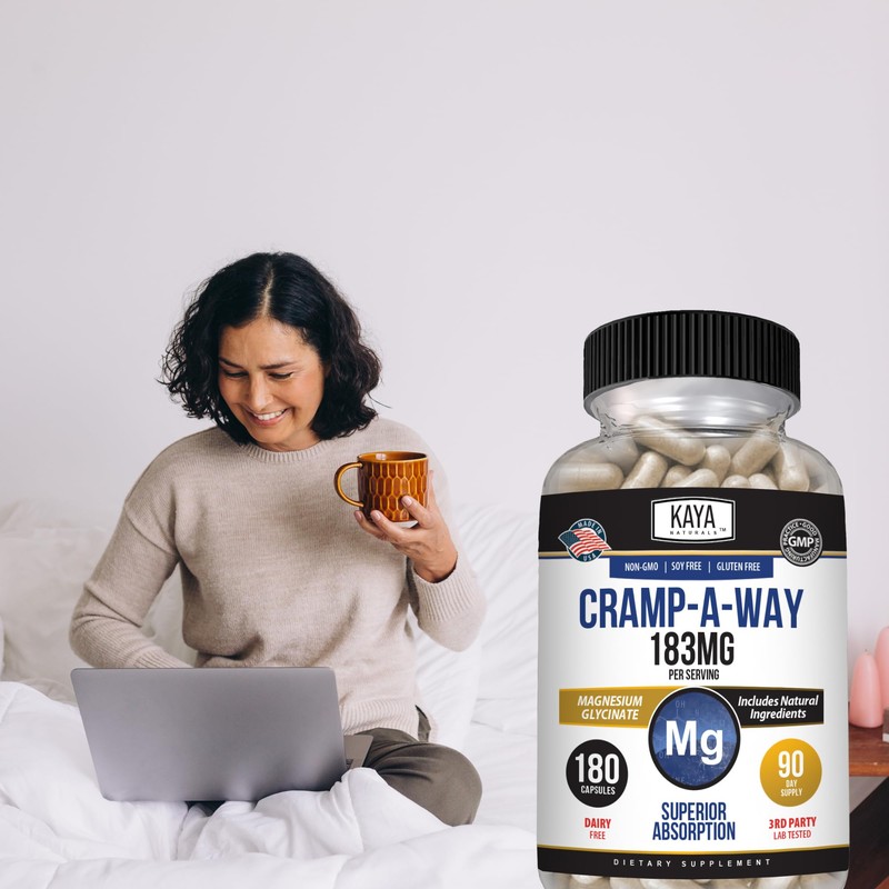 Kaya Naturals Cramp-A-Way Magnesium Glycinate 183mg (180 Count (Pack of