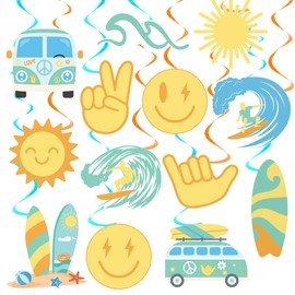 Surf Party Hanging Swirls Hippie Chic Birthday Party Decor Boho Chic Sun Hippie Bus Hanging Swirls Decorated Birthday Supplies for Summer Beach Parties