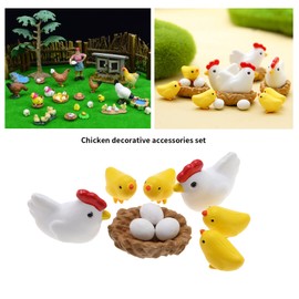 VGOL 30Pcs Mini Animal Figures Hen Miniature Figure Set Miniature Garden Ornaments Cute Animal Hen Chicken Mini Ornament Kit PVC