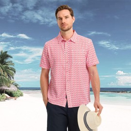 M MAELREG Button Down Shirt Men Pocket Summer Casual Funny Floral Print Cruise Beach Tropical Shirts for Men