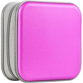 UENTIP DVD Case,48 Capacity CD Case Portable DVD Hard Plastic Holder CD Organizer Wallet Protective DVD Storage (Purple, 48)