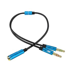 Kicada 3.3 Feet Headphone Splitter Cable for Computer 3.5mm Female to 2 Dual 3.5mm Male Audio Splitter Cable Microphone Earphone Headset Speaker Audio Y Splitter Mic Cable to PC Laptop Adapter, Blue