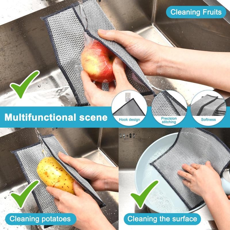 10 Counts Multipurpose Non-Scratch Wire Dishcloths – Double-Layer Reusable Dishwashing